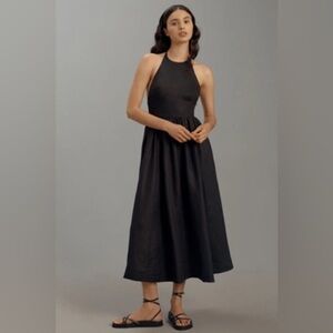 Reformation Percy Linen Dress in Black Size 6 Anthropologie